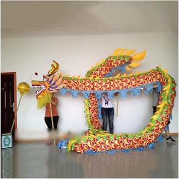10 Meters Lion Dance Chinese Silk Dragon Dance Wu Long 3D Colorful Dragon Dance Outdoor Dragon Fitness Ribbon for 6 Players