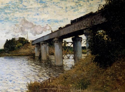 Il ponte ferroviario ad Argenteuil reproduccion de Monet con acabados artisticos de 60x90cm