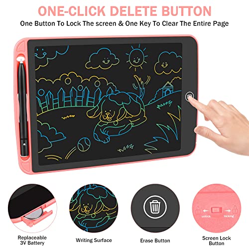 Lcd Writing Tablet 10 Inch Toddler Doodle Board,Colorful Drawing Tablets,Electronic Writing Pads, Educational And Birthday Gifts For 3 4 5 6 7 Years Old Girls Boys And Kids (Pink) #TOP1