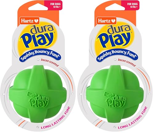 Hartz DuraPlay Bacon Scented Dog Toys, Large 1 Count, Colors May Vary (Pack of 2)