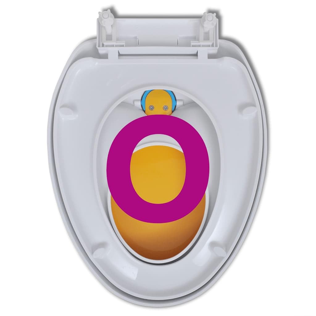 Sedile WC con abbassamento automatico, coperchio WC in plastica di polipropilene, rimovibile, con sedile per vasino, adatto a tutti i WC comuni, facile da montare