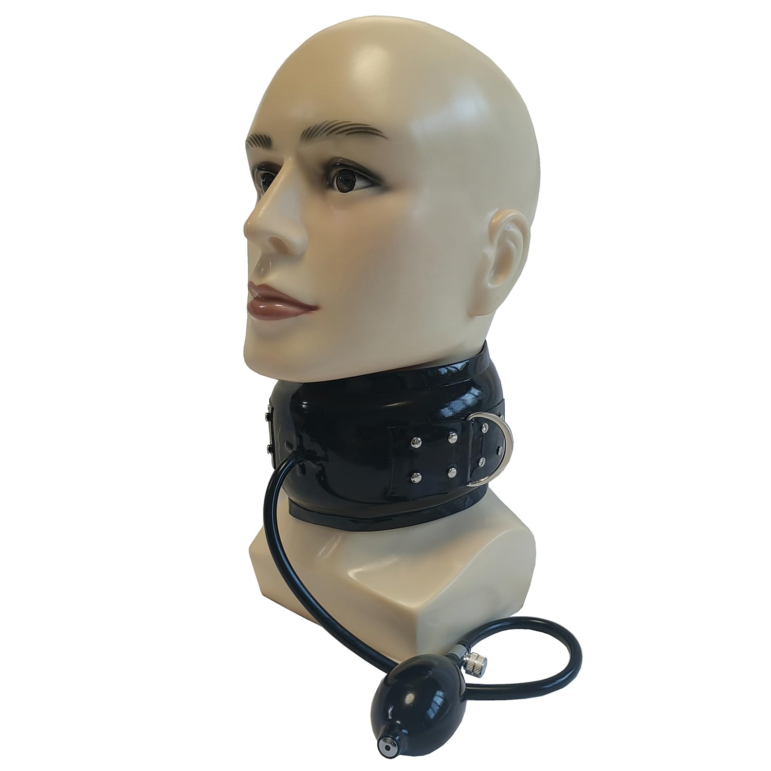 Latex Gummi Aufblasbarer Halsreif Hinten Reißverschluss,Latex Cosplay Kragen Kostüm Halsreif