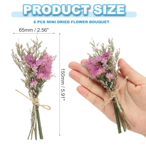 Mini ramo de flores secas PATIKIL, 6 piezas rosa miniatura 2