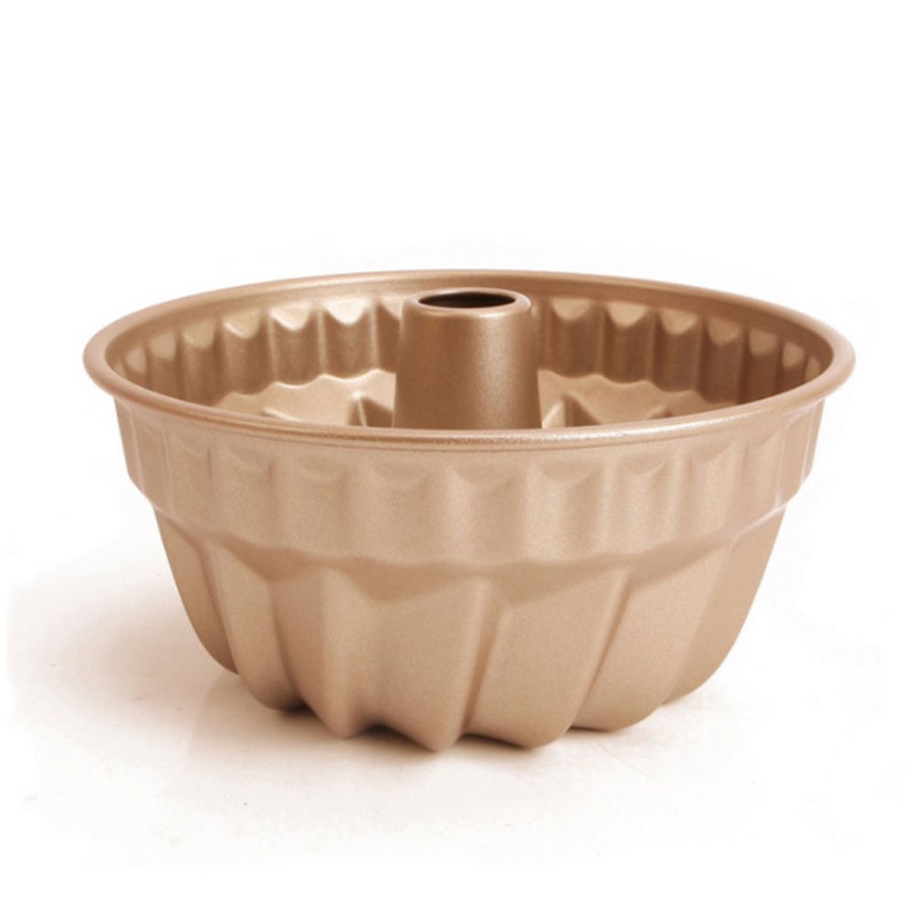 Miragee 7 inch Non-Stick Bundt Pan, Carbon Steel Kugehopf Mold, Easy to Use and Release, Champagne Color