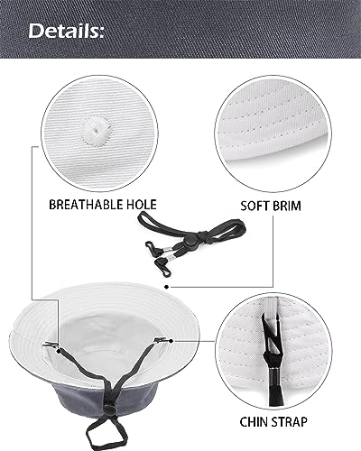 Image of XXL Oversize Bucket Hat Reversible, XL L M S Fisherman Sun Cap With Chin Strap, Travel Beach Outdoor Hat For Men Women