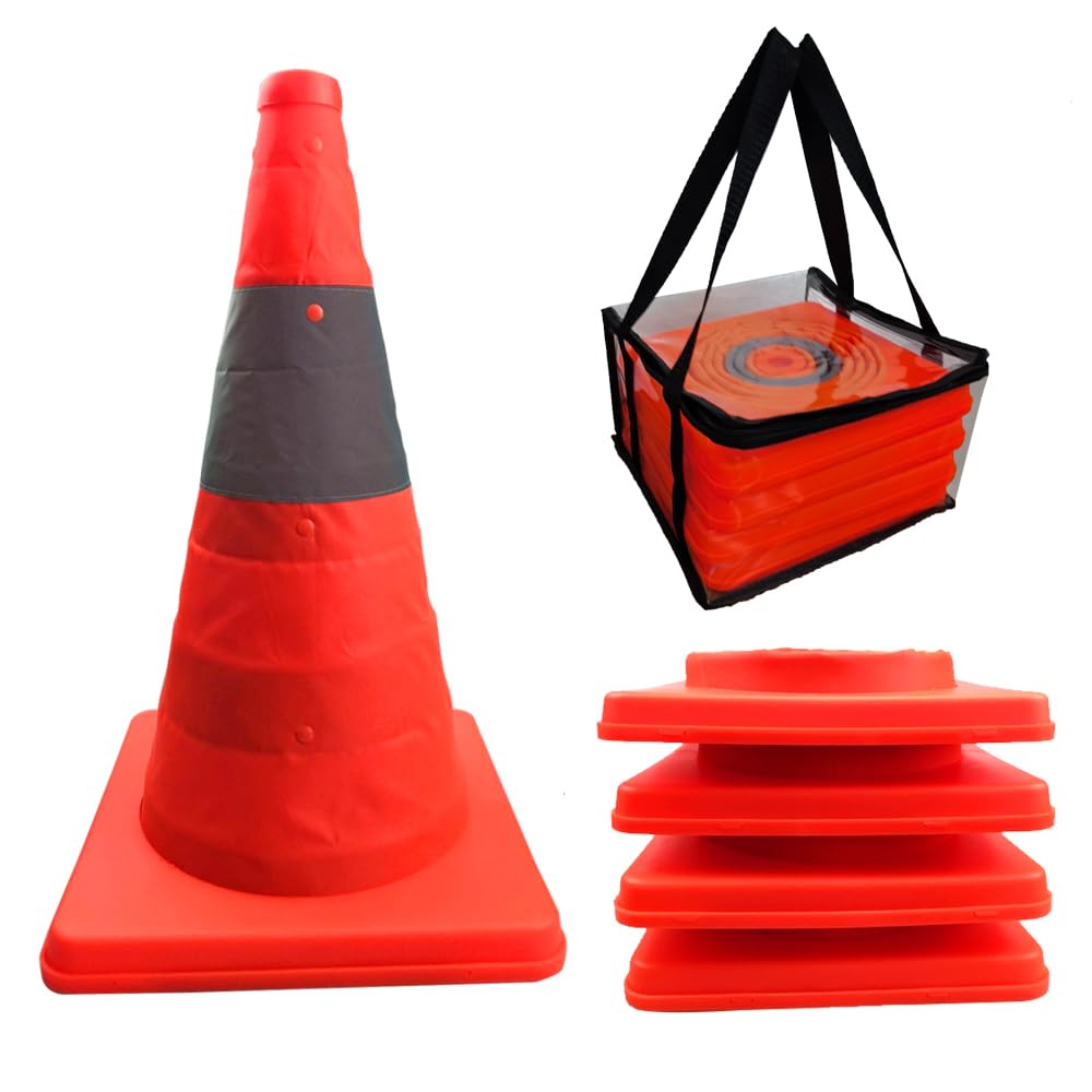 4 Conos de tráfico plegables plegables 40 cm Naranja Cono de seguridad multifuncional