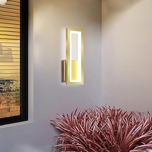Apliques de pared LED dorados modernos con pantalla acrílica rectangular para cabecera 4