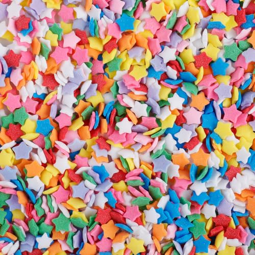 Image of Rainbow Star Sprinkles, Edible Colorful Stars Confetti for Cake Decorating | Rainbow Sprinkles Mix for Baking Topping, Cupcakes, Cookies, Ice Cream, Birthday Party Celebration Christmas Holiday Supplies
