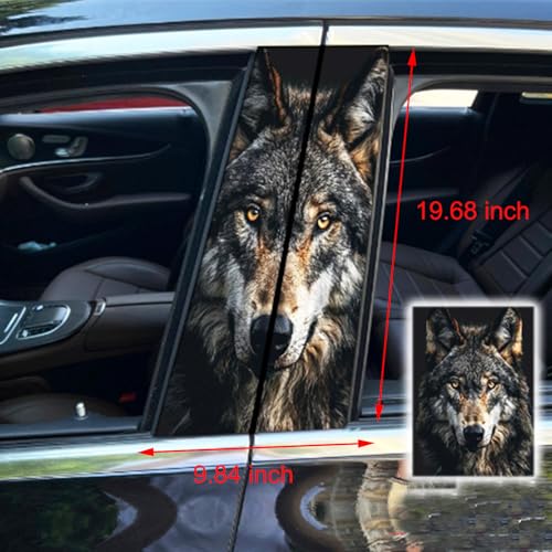 Image of 2pcs /1set Car B Pillar Sticker Decal Upgraded Vinyl Car Decals Body Side Stickers,Wolf Graphics Scratch Cover Large Sticker for Car Auto Van SUVs Trucks 19.6'' (Brown Mix)