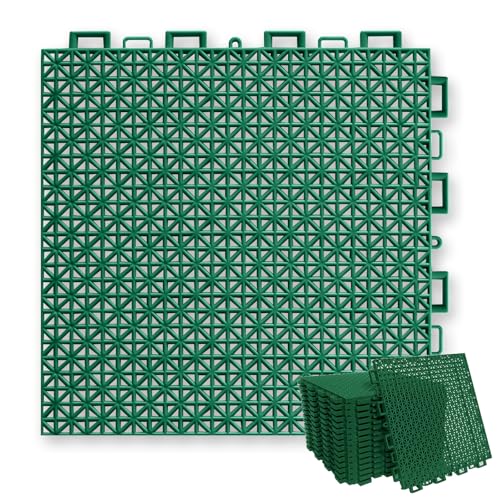 ASYXGS 水はけマット ベランダ 屋外 7 色選択可 洗濯可能、滑り止め、排水性良好、高温・低温に強い、設置簡単 ベランダ、テラス、浴室、ペットルーム、店舗入口、幼稚園、バスケットコート、プールサイド、ガレージ、庭園などに適用 16枚(約1平方メートル