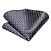 Hi-Tie Mens Gray Pink Extra Long Tie Checkered 70 inches Silk XXL Necktie Pocket Square Cufflinks for Big and Tall Men Business Wedding