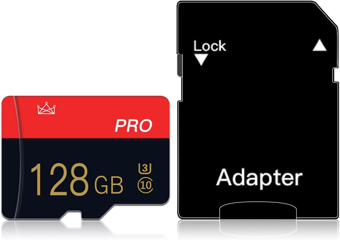 Lot de 2 cartes mémoire Micro SD 128 Go Classe 10 avec adaptateur haute vitesse pour tablette, drone