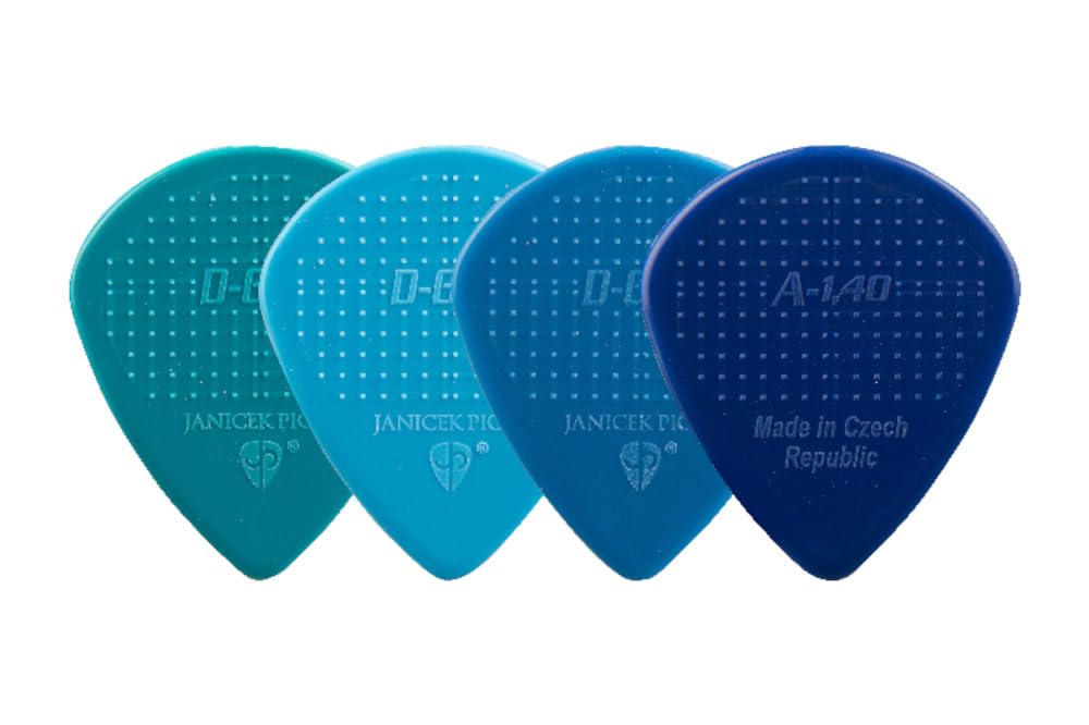 D-Grip Plectrum, Janicek Nylon Picks, Jazz A-small shape, 1.00 mm Sky Blue, Pack of 6, with non-slip textured surface - Image 3