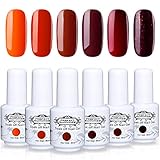 Perfect Summer Gel Nail Polish Set - 6 Pumpkin Colors Soak Off LED Manicure Starter Kit