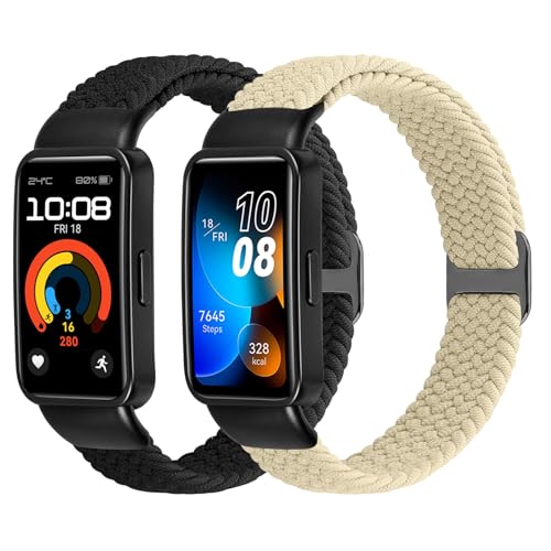 Janpso Correas trenzadas compatibles con Huawei Band 10/Huawei Band 9/Huawei Band 8 para mujeres y hombres, pulsera de repuesto de nailon trenzado elástico ajustable para Huawei Band 10/9/8