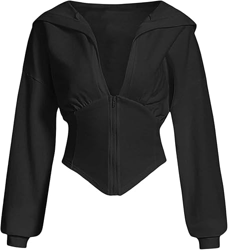 Verdusa Sudadera con capucha y manga larga con cremallera para mujer