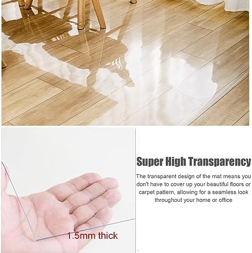 Clear Vinyl Office Chair MatWipeable Transparent Carpet Protector Easy to Clean Floor Covering 60x700cm for Home & Office Use
