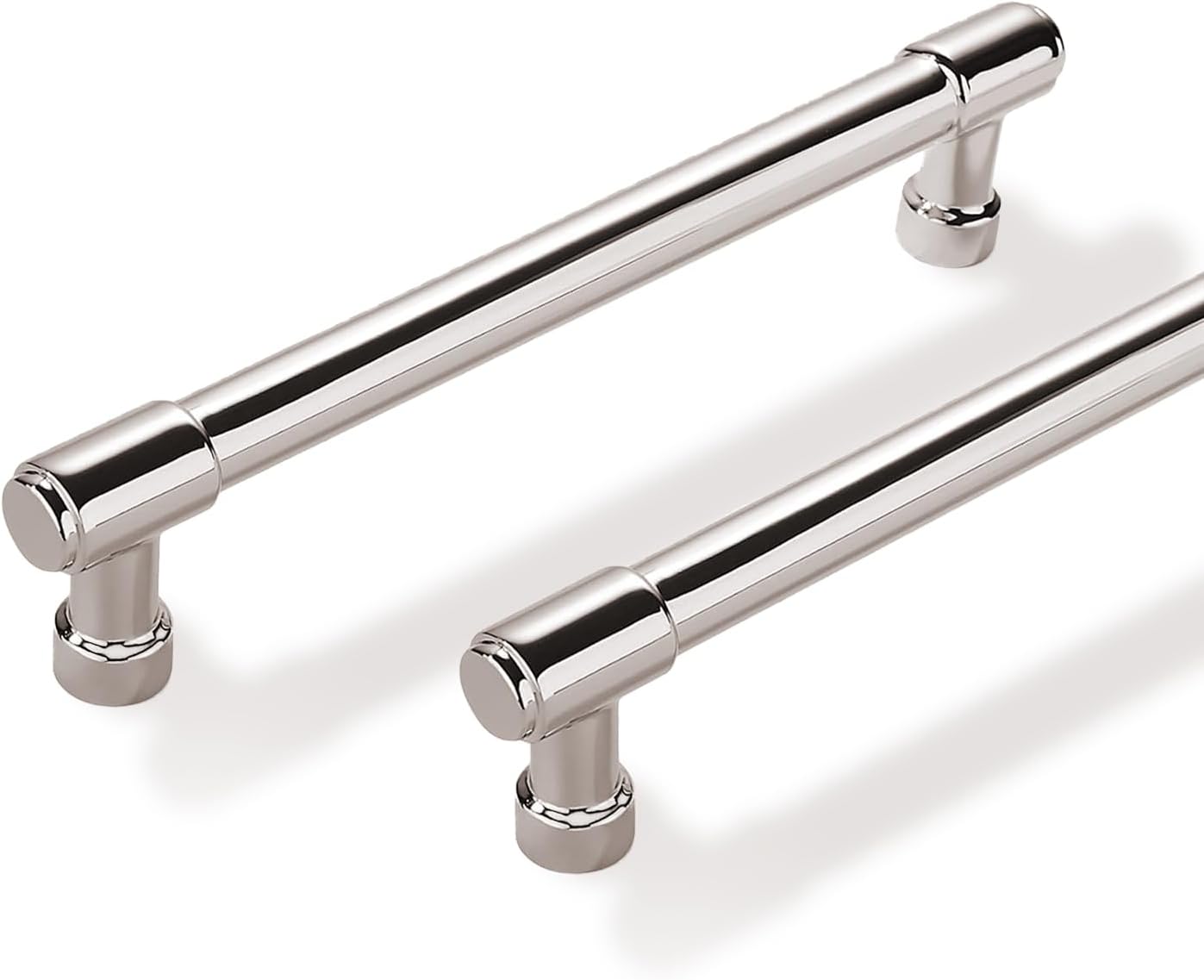 Solid Heavy Duty Jasper Cabinets Pulls - 10 Pack Polished Nickel - 5 inch Hole Centers for Kitchen Cupboards Handles Modern Kitchen Contemporary Bathroom Cabinets Hardware