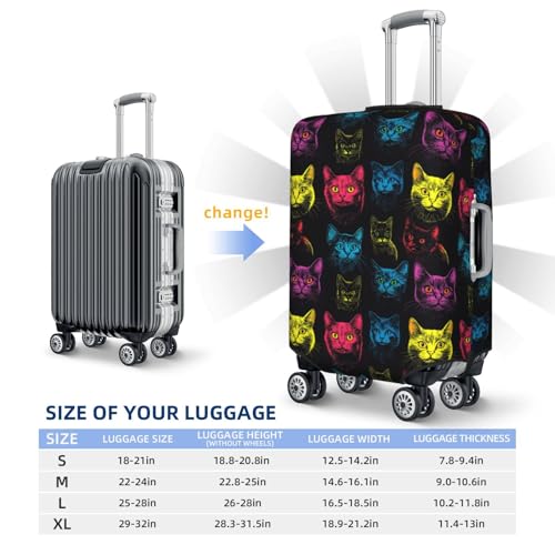 Luggage Cover - Colorful Cute Cat Print Travel Suitcase Covers For Luggage, High Elasticity Suit Case Cover Protector Fits 18-32 Inch2