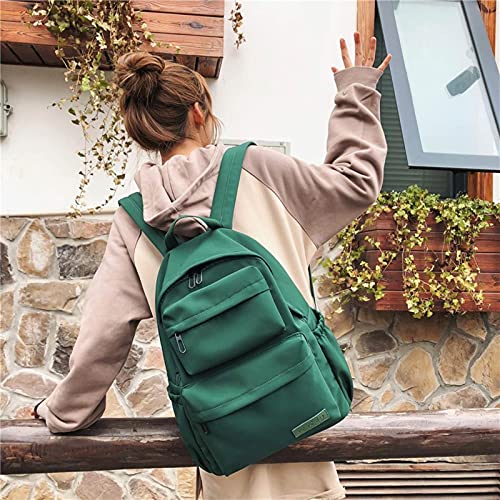 Mochila escolar juvenil casual impermeable de nylon sólido resistente 4