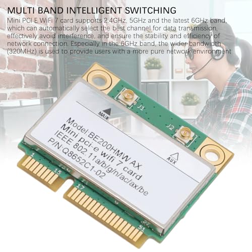 ASHATA 7 Card Adaptador PCIe Mini 8774Mbps 2 Bandas BT 5.4 802.11A B G N AC AX BE200HMW sin antena para PC miniatura 3