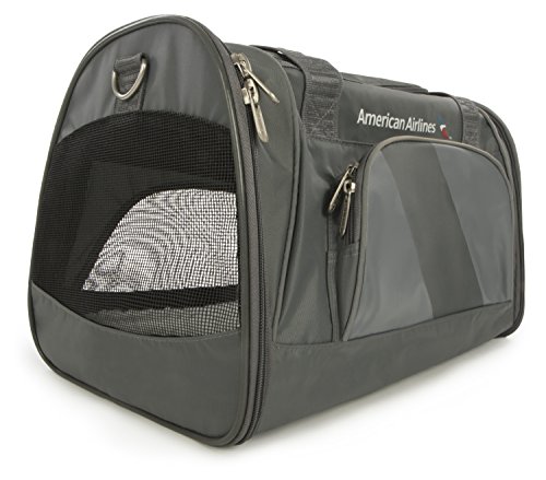 Sherpa, American Airlines Travel Pet Carrier, Airline Approved, Lightweight, Padded, Foldable, with Carrying Strap, Mesh Windows, Safety Locks, Charcoal, Medium