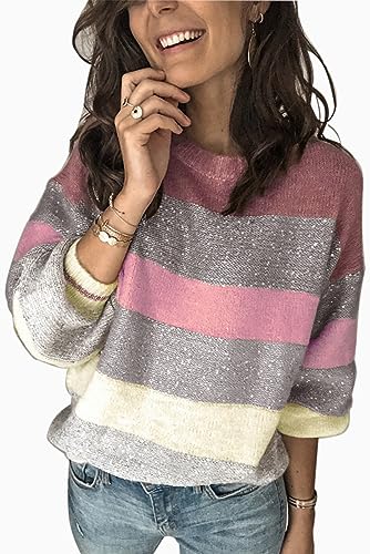 Image of ANCAPELION Women's Casual Sweater Pullover Winter Basic Sweatshirt Long Sleeve Cozy Knitted Jumper Tops Loose Fit