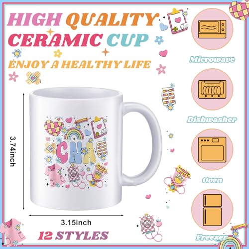Didaey 12 Pcs Cna Gifts Bulk, Cna Mugs 11oz Ceramic Coffe Cupd Nurses Week Nursing Assistant Appreciation Gift for Certified Nurse Medical Assistant Nursing Retirement by Didaey - Image 2