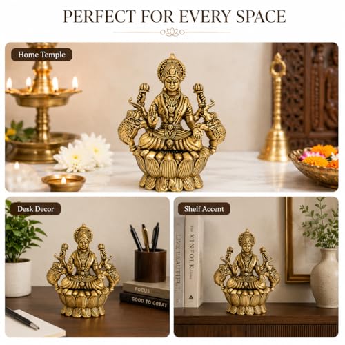 Estatua de Bronce Lakshmi BEXCO 3 pulgadas miniatura 6
