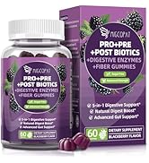 Migcopat Pre Post Probiotics Gummies, 5 in 1 Probiotic Prebiotic Postbiotic Digestive Enzymes wit...