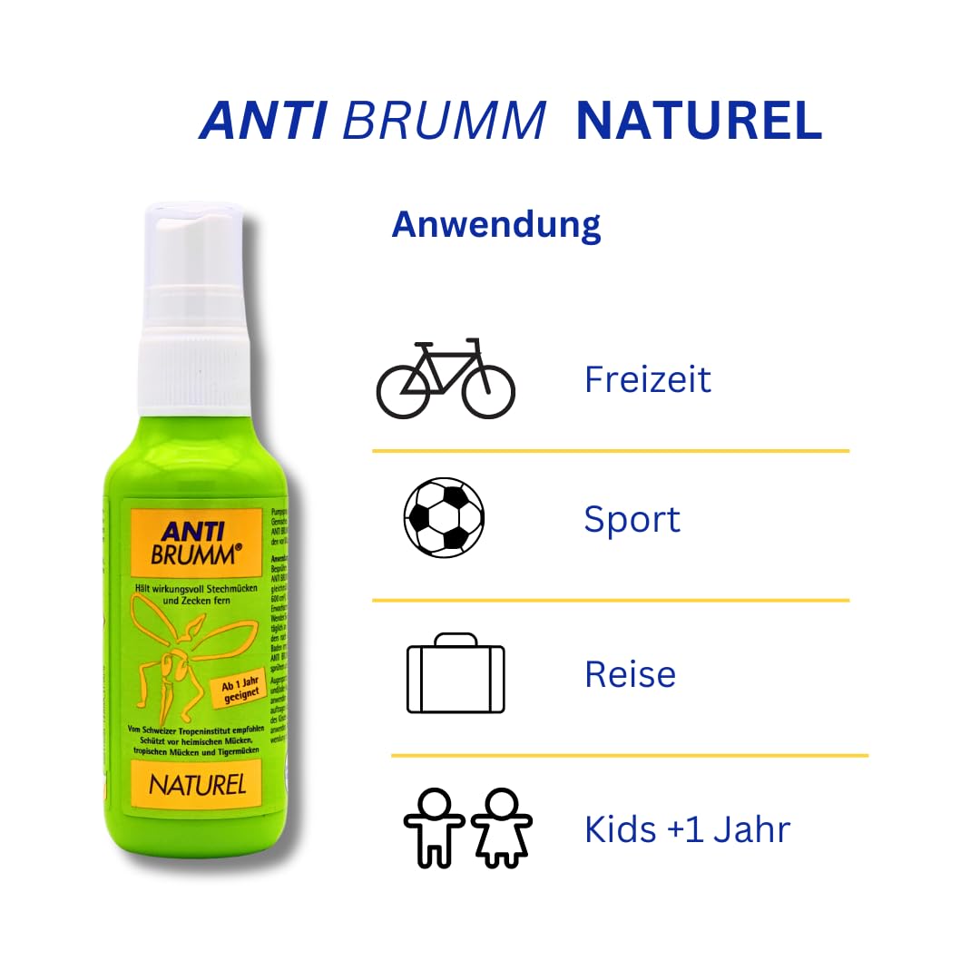 Anti Brumm Naturel Pumpspray 1x 75 ml I Schutz gegen Mücken und Zecken I auf natürlicher Basis I Mückenspray I Für zu Hause, Reisen I pflanzlich I Für Kinder ab 1 Jahr I Spar-Set plus Pharma Perle