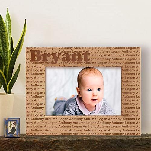 Logan Autumn Baby Personalized Wooden Picture Frame-6" x 4" Brown Horizontal