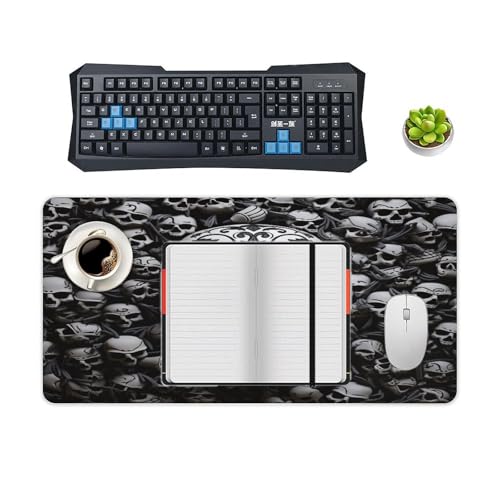 Black and White Skulls Desk Pad con Base de Goma Grande 60x30 cm miniatura 4