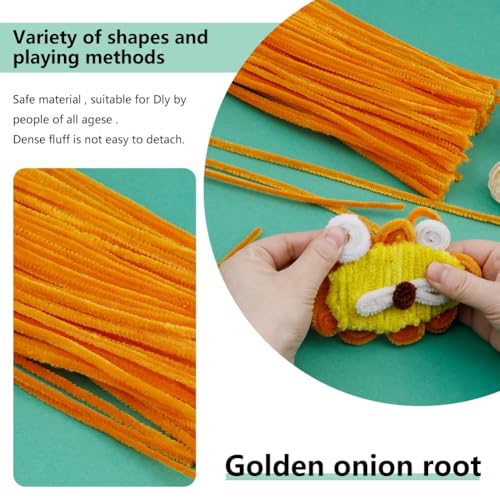 Image of 150PCS Pipe Cleaners Bulk, Orange Pipe Cleaners Chenille Stem | Pipe Cleaners Chenille Stem Fuzzy Sticks for Creative Handmade DIY Flower Art Craft and Crafts Project Decoration