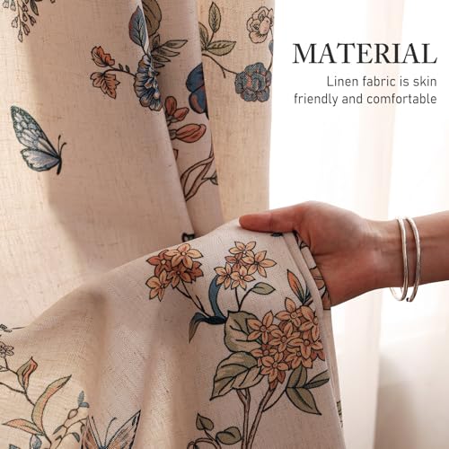 Image of ISAENNE Designer French Linen Printed Curtains,2 Panels,71 inchx65 inch-Cornucopi