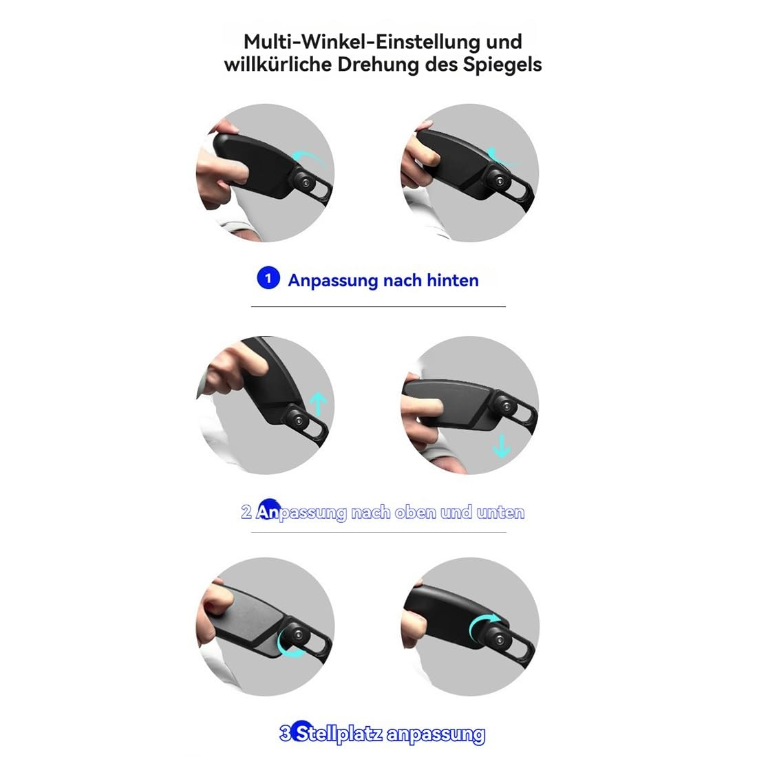 Fahrradspiegel für Mehr Sicherheit und Komfort, Biohofer Fahrradspiegel, Fahrradspiegels 2 Stück,Hd 360 Drehbar & Klappbar Fahrrad Rückspiegel, Bruchfest Langlebig, Schlagfestes Echtglas(Links+Rechts)