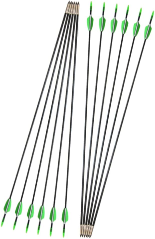 AMEYXGS 12 Pcs Fiberglass Arrow OD:6mm Target Practice Arrow for recurve Bow & Compound Bow