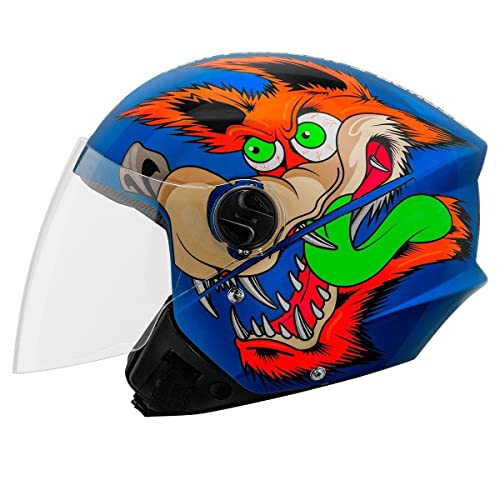 Capacete Aberto New Liberty Three - Coyote Fosco 60 Azul Fosco