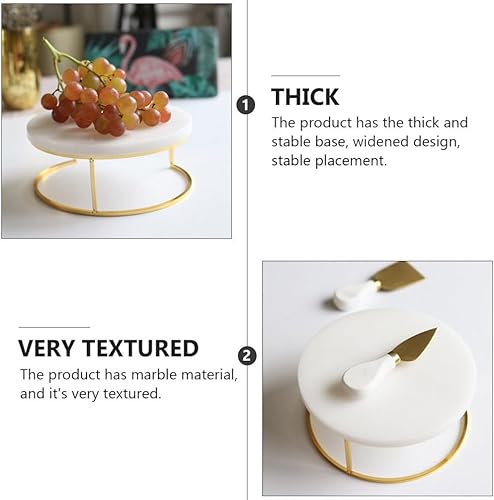 Miniatura 2 de Cabilock Bandeja de mármol para decoración de boda, dorada, redonda