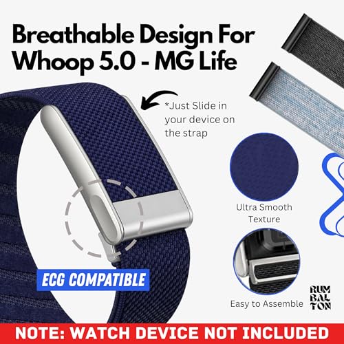 Image of Nylon Wrist Strap for Whoop 5.0 Life /MG Band ECG Compatible Strap - Durable, Adjustable Strap | Breathable, Comfortable Bands for Workout, Sleep (Device Not Included)
