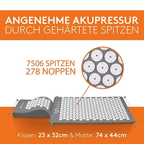 Wellax [Das Original] - Akupressurmatte mit Kissen - Gefüllt mit 100% Kokosfasern - Löst Verspannungen & fördert Durchblutung - Massage… – Ansicht 2