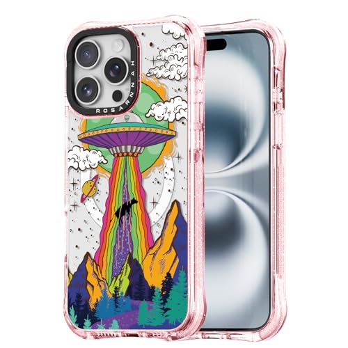 Rosarnnah for iPhone 15 Pro Case Aesthetic Pink, UFO