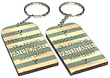 Material: Holz und Stahl Set mit : 1 Möchtest du Mein Patenonkel Werden ? + 1 PANTENTANTE = 2 Schlüsselanhänger – Geschenk Idee Geburtstag Geburt Baby Kind Junge Taufe Herkunft - AL-PcB5 Moch-Onk-tan