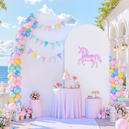 Cobertura elástica para arco de fondo 6FT blanco y plata miniatura 3