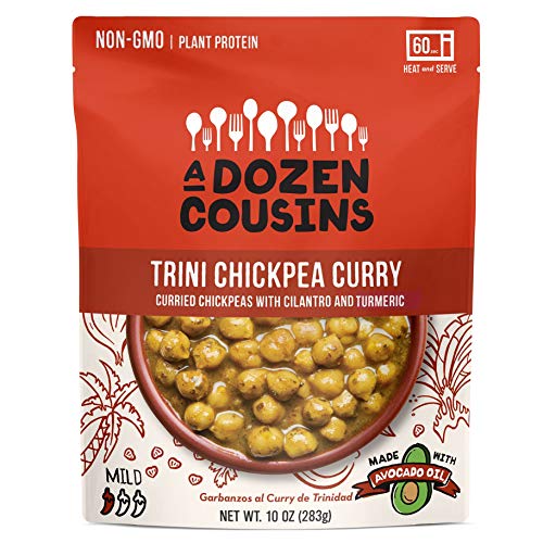 Una docena de primos – frijoles listos para comer – Trini garbanzos curry – Caja de 6 – 10 onzas.