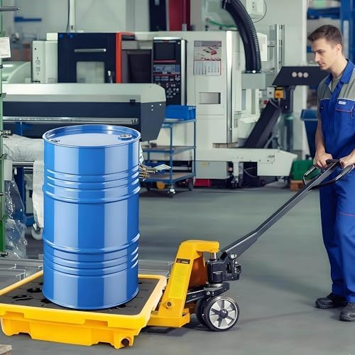 Heavy-Duty Modular Spill Containment Pallets - Easy Assembly, Large Sump Capacity, Prevents Chemical Spills, Ideal for Industrial & Warehouse Use, 127x67x17cm