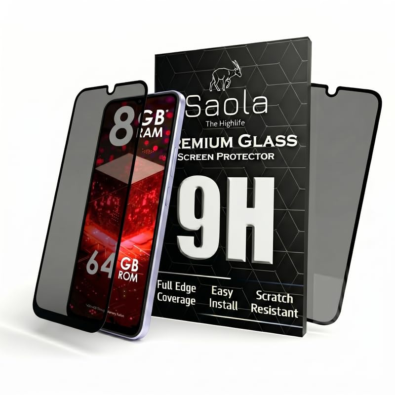 Image of Saola Ultra Privacy Tempered Glass For itel A60s (PACK OF 1) with Free Installation Kit. Full screen Coverage. Free Replacement If Received Damaged - 6.6 inch