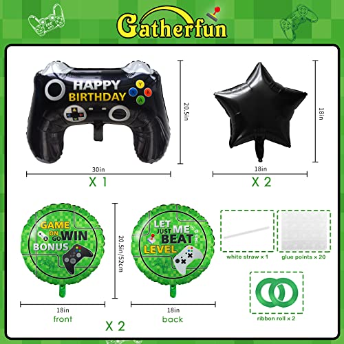 Image of 5 Pcs Video Game Party Decoration, Level Up Birthday Balloons,Video Game Foil Balloon for Game On Birthday Party Supplies