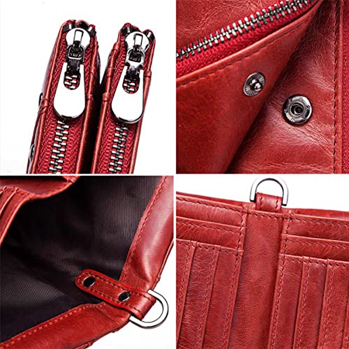 Men Red Theft Leather Wallet Multifunctional Credit Card Holder Coin Purse for Daily Use Stylish Design Storage for Cash and Cards3