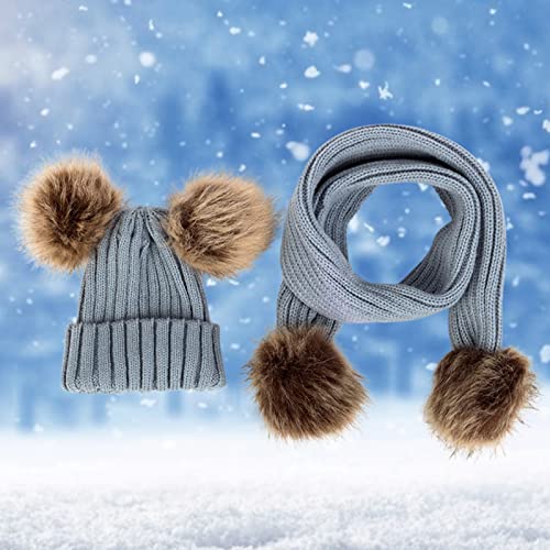 Gorro e Cachecol de Malha - Conjunto de cachecol e gorro quente de malha macia,Chapéus fofos unissex